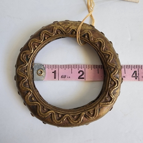 African Brass Bangle Bracelet Artisan Handmade Asante Ghana Tribal Currency - Picture 7 of 8